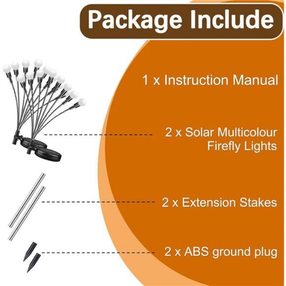 2Pack 16LED Firefly Multicolour Changing Lights,Garden Solar Lights - Picture 4 of 7